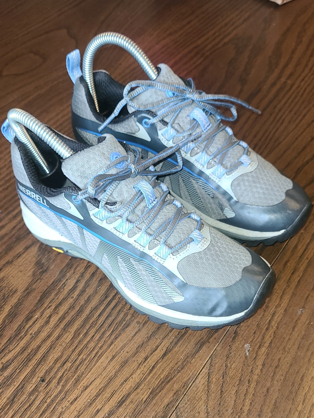Merrell Vibram Women's Gray and Blue Trail Running Shoes Size 5.5